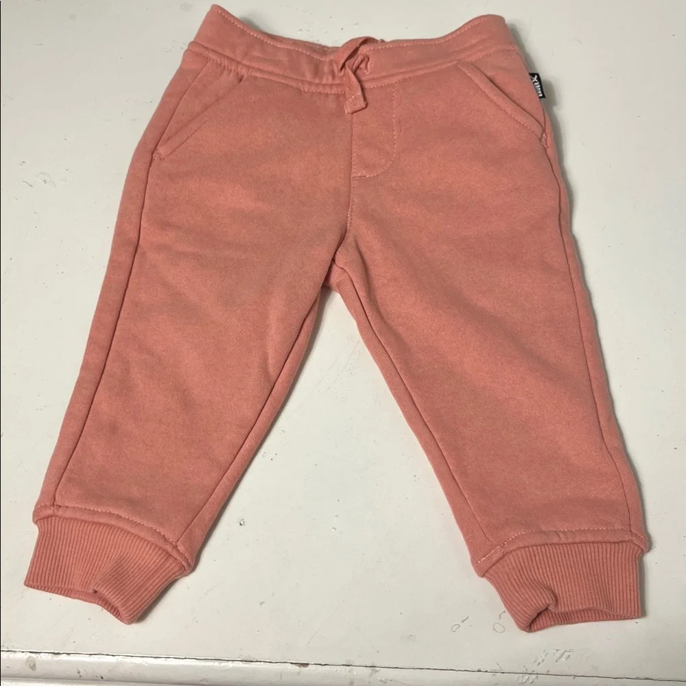 Eddie Bauer 12 Month 3 Piece Outfit Jogger with Vest and Long Sleeve T Pink